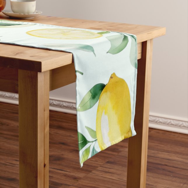 Chemin De Table Court Élégant shower méditerranéen floral au citron pour (In Situ)