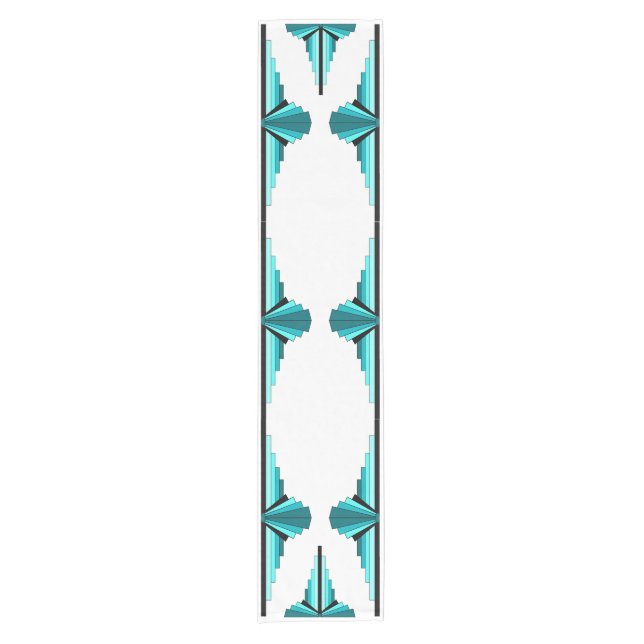 Chemin De Table Court Éléments Art déco en vert turquoise (Devant)