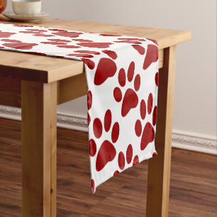 Chemin De Table Court Empreinte de patte rouge