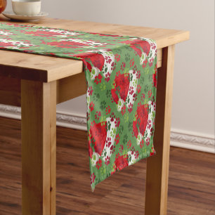 Chemin De Table Court Empreintes de pattes de Noël avec le casquette de