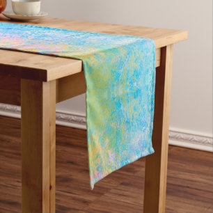Chemin De Table Court Encre d'alcool peinte Neon Pastel Sky Abstraite