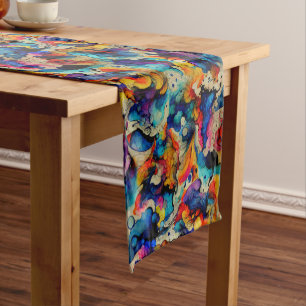 Chemin De Table Court Encre liquide colorée Abstraction