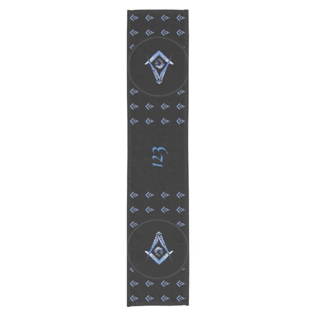 Chemin De Table Court Esprit maçonnique (bleu) (Devant)
