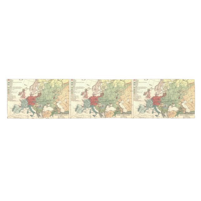 Chemin De Table Court Europe Carte Pays Antique Mondiale (Horizontal)
