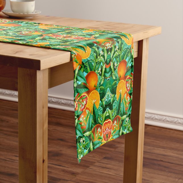CHEMIN DE TABLE COURT EXÉCUTEUR DE TABLE ORANGES TROPICAUX (In Situ)