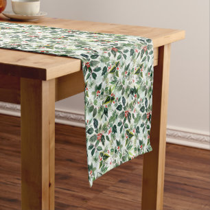 Chemin De Table Court Festive Variegee Winterberries Motif Noël