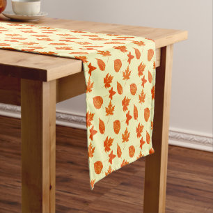 Chemin De Table Court Feuilles d'automne - jaune pâle et orange