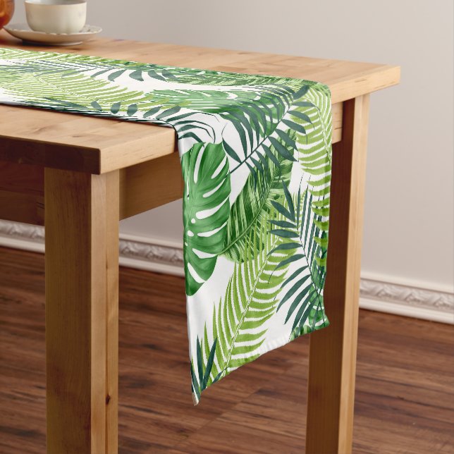 Chemin De Table Court Feuilles tropicaux verts (In Situ)
