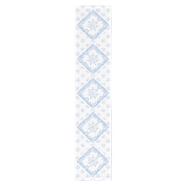 Chemin De Table Court Flacon de neige bleu glace (Devant)