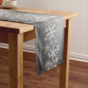 Chemin De Table Court Flammes blanches, nappe de Noël