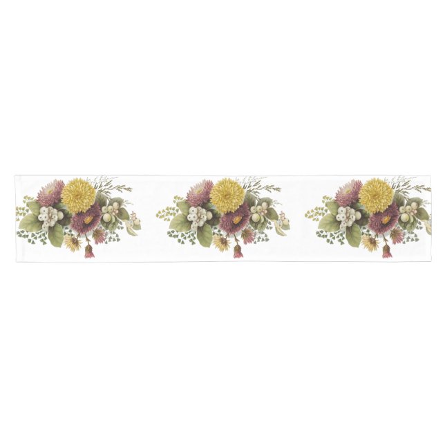 Chemin De Table Court Fleur de chrysanthème mère florale (Horizontal)