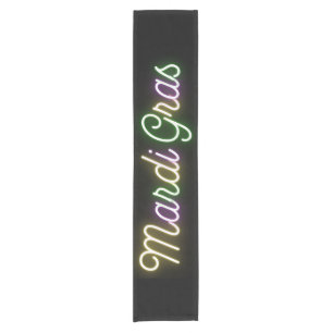 Chemin De Table Court Fleur de lis colorée de néon pour Mardi Gras