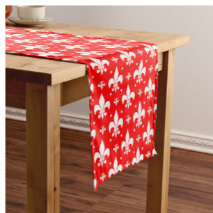 Chemin De Table Court Fleur de lis rouge Motif
