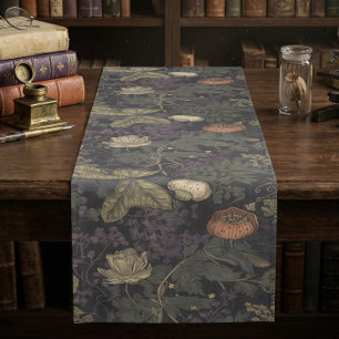 Chemin De Table Court Fleur de William Morris sombre et vintage
