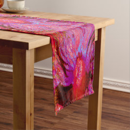 Chemin De Table Court Fleur d'Hibiscus rouge rétro Trippy psychédélique