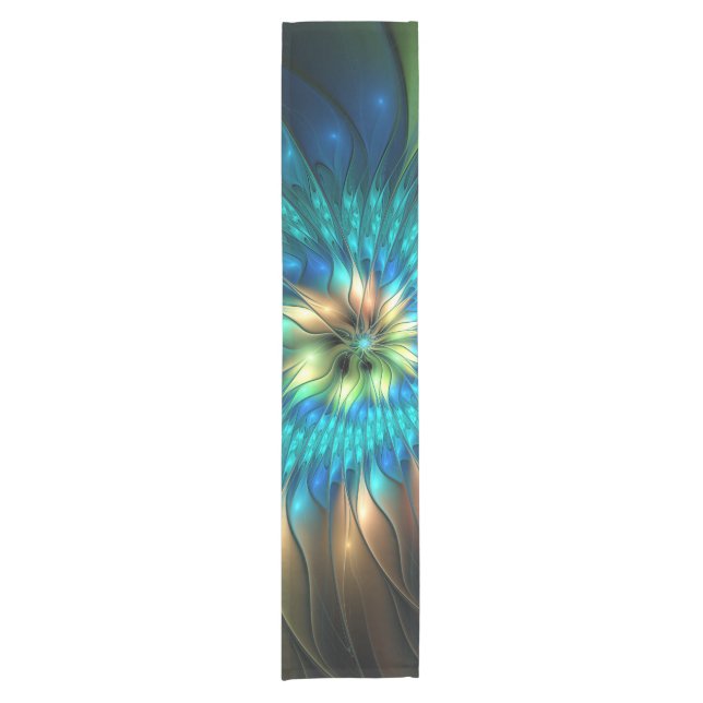 Chemin De Table Court Fleur d'Imaginaire lumineux, Fractale Abstraite co (Devant)