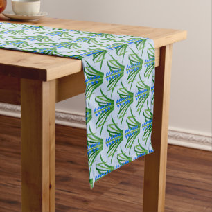 Chemin De Table Court Fleurs de Jacinthe Bleu Garçon Bébé Motif Printani