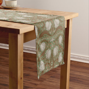 Chemin De Table Court Fleurs de jardin printanier sur sauge