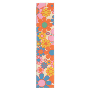 Chemin De Table Court Fleurs de Jardin Rétro Coloré 60s les années 70 Fl