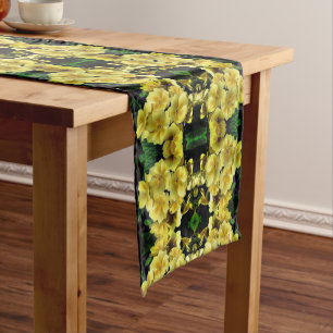 Chemin De Table Court Fleurs de printemps de Primrose jaune Motif Abstra