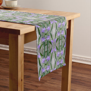 Chemin De Table Court Fleurs Lys violettes délicates Art Abstrait
