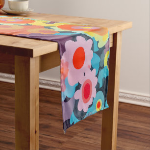 Chemin De Table Court Fleurs mod rétro