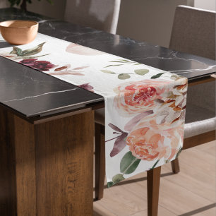 Chemin De Table Court Fleurs Pastel Modernes & Cadeau Personnalisé Kraft