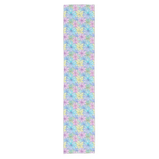 Chemin De Table Court Fleurs roses, bleues et jaunes