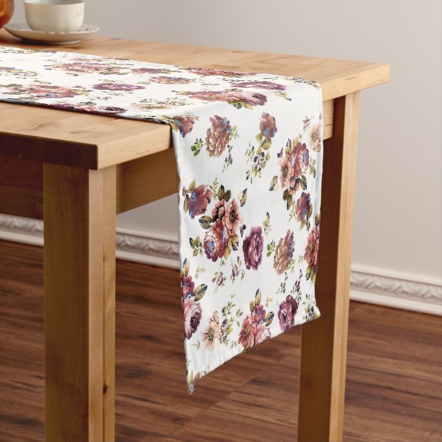 Chemin De Table Court Flore chic Shabby en Rose Dusty (In Situ)