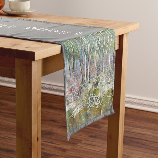 Chemin De Table Court forêt d'hiver peinture aquarelle (In Situ)
