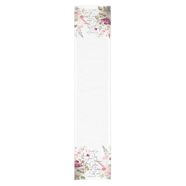 Chemin De Table Court Fruit de l'Esprit rose floral (Devant)