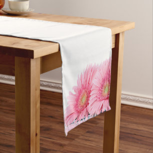 Chemin De Table Court Gerbera Rose Daisies Élégante Photographie