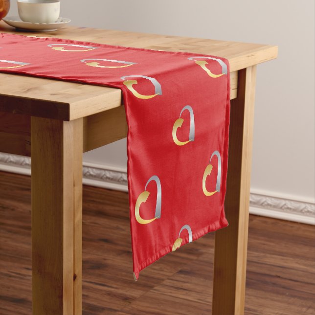 Chemin De Table Court Gold et argent Valentine Heart (In Situ)