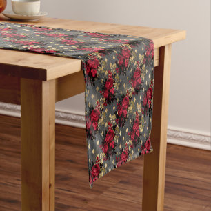 Chemin De Table Court Gothique Grunge modèle floral de Noël