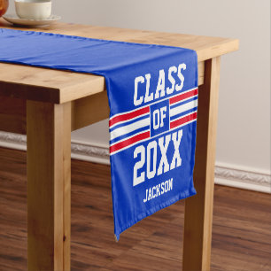 Chemin De Table Court Graduation bleu et rouge personnalisée