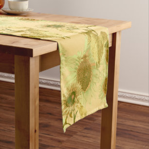 Chemin De Table Court Grand Motif de tournesol