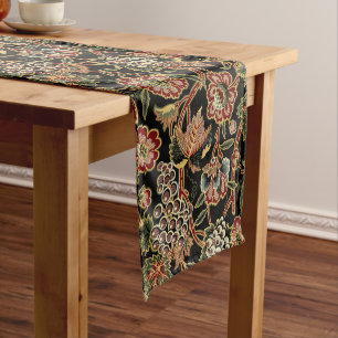 Chemin De Table Court Grapevine & Fleurs Vintage Victorian Era Motif