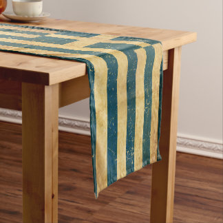 Chemin De Table Court Grèce Drapeau Vintage Grunge Design