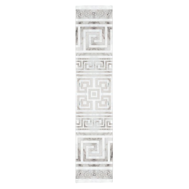 Chemin De Table Court Greek Meander - Greek Key White Marble textures (Devant)