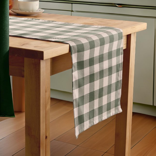 Chemin De Table Court Green Buffalo Plaid Farmhouse (Créateur téléchargé)
