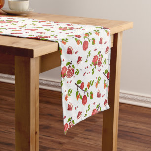 Chemin De Table Court Grenade rouge sur White Rosh Hashanah 