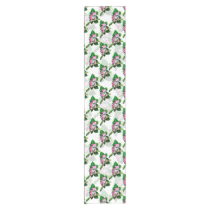 Chemin De Table Court Grenouille rose sur motif de feuille verte Design