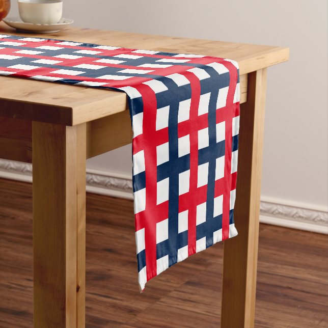 Chemin De Table Court Grille patriotique rouge 4 juillet rouge (In Situ)