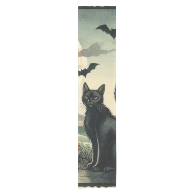 Chemin De Table Court Halloween/Automne/Automne/citrouille/chat (Devant)