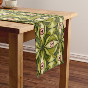 Chemin De Table Court Halloween Horror Eyes Green Déplaisant Witchy Goth