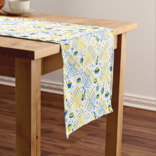 Chemin De Table Court Hanoukka Menorah Dreidel Coureur de table de vacan