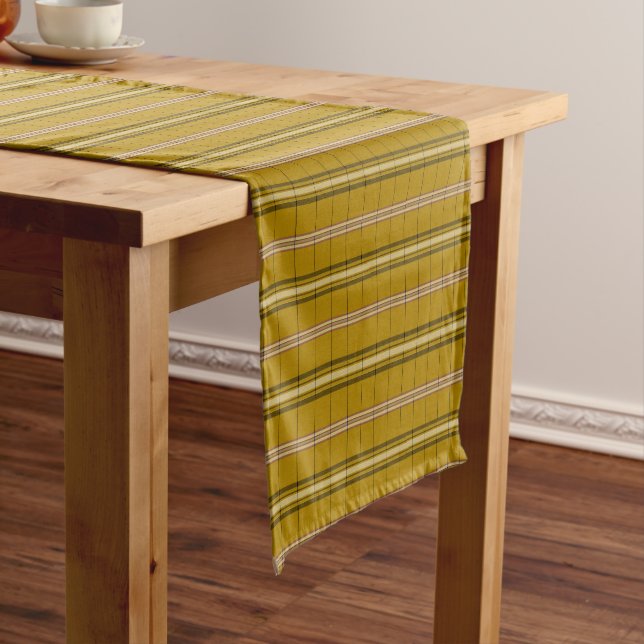 Chemin De Table Court Harvest Gold Plaid Retro Color Table Runner (In Situ)