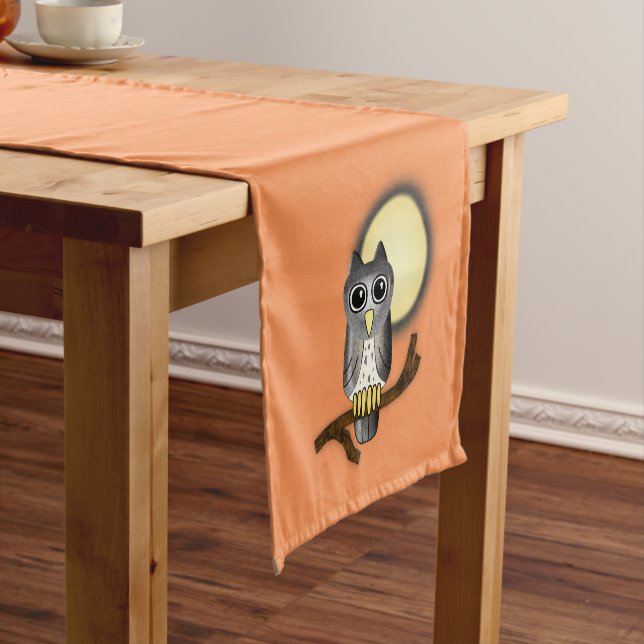 Chemin De Table Court Hibou d'Halloween (In Situ)