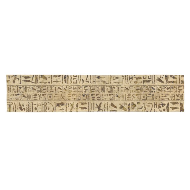 Chemin De Table Court Hiéroglyphes égyptiens sur le papyrus (Horizontal)