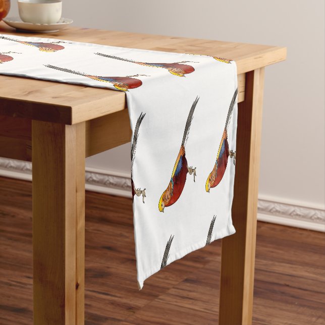 Chemin De Table Court Illustration d'oiseau de faisan doré (In Situ)
